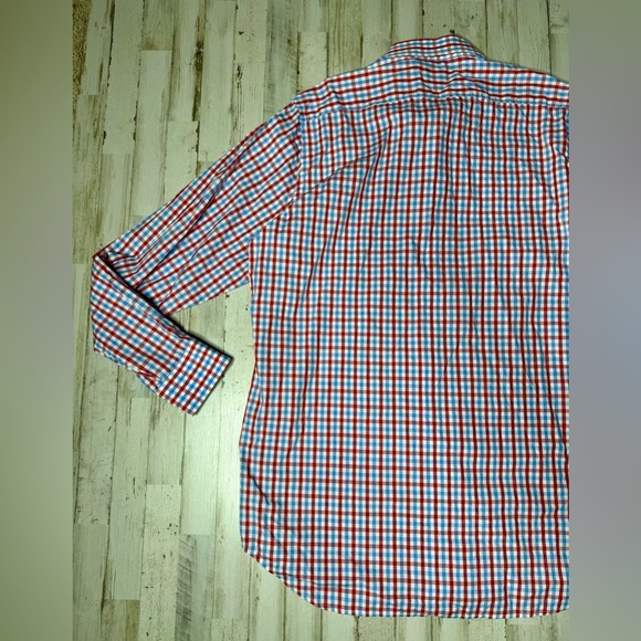 Tailorbyrd Mens Dress Shirt 2XLT Flip Cuff Long Sleeve Red Blue Button Up - Picture 14 of 14